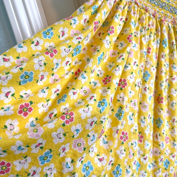 Mini Boden Yellow Dress Floral Print lace collar  size 6/7 - Picture 5 of 6
